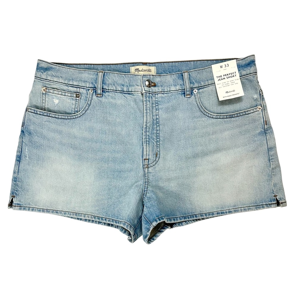 Madewell The Perfect Jean Short Light Wash High Rise Denim W33 NT969